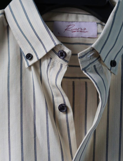Uni Liur Classic Ivory Mist Stripe Button Down Shirt