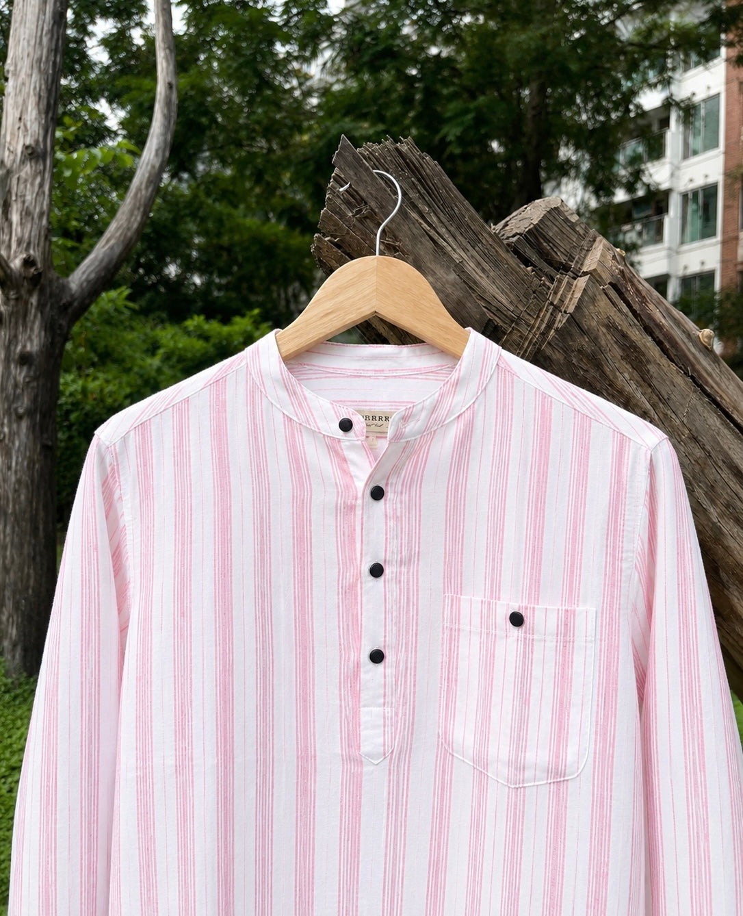 Uni Liur Dusty Rose Stripe Henley Katua