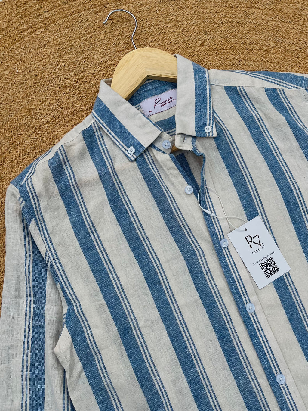 Uni Liur Classic Sandy Shore Stripe Button Down Shirt