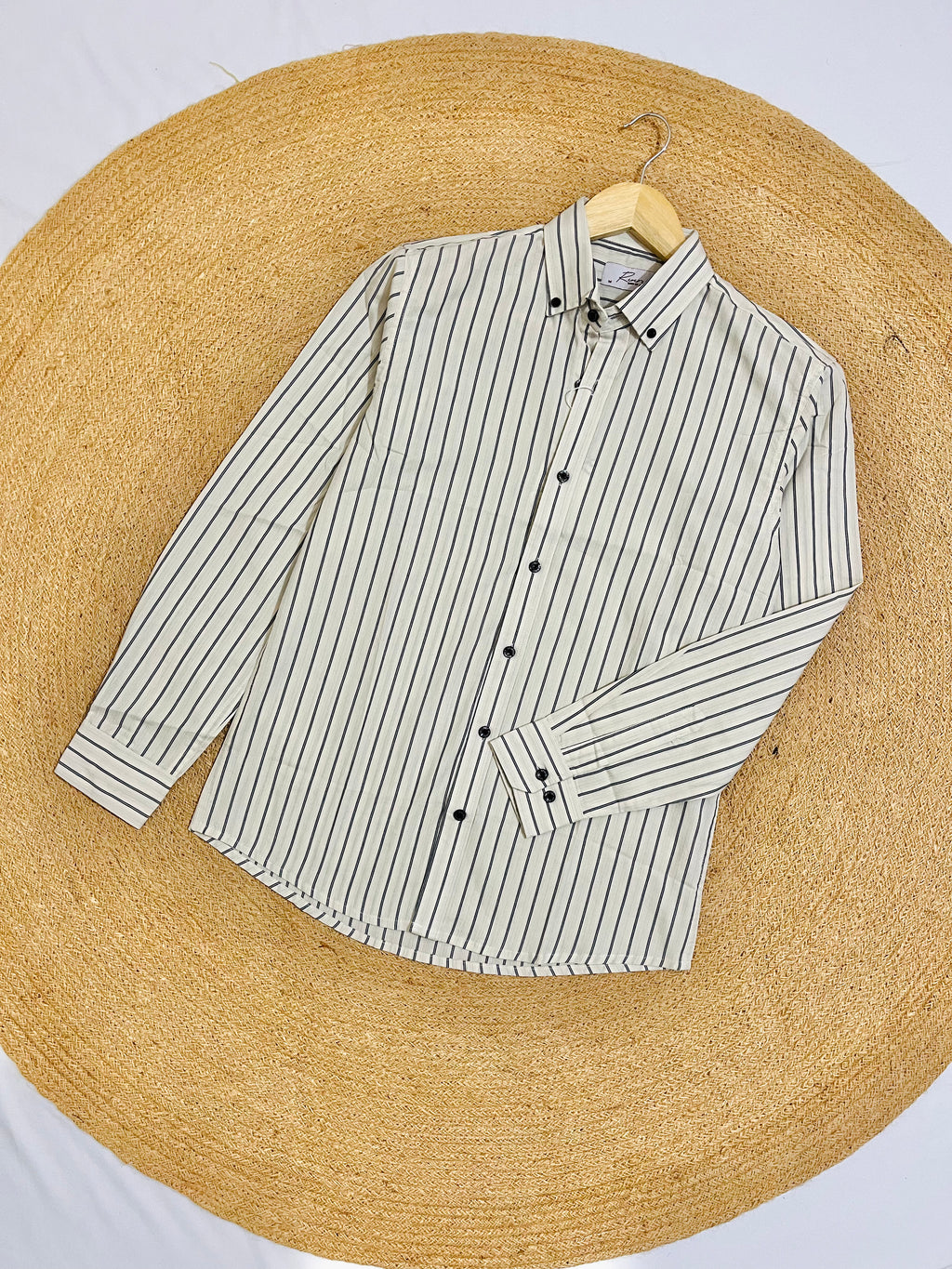 Uni Liur Classic Ivory Mist Stripe Button Down Shirt