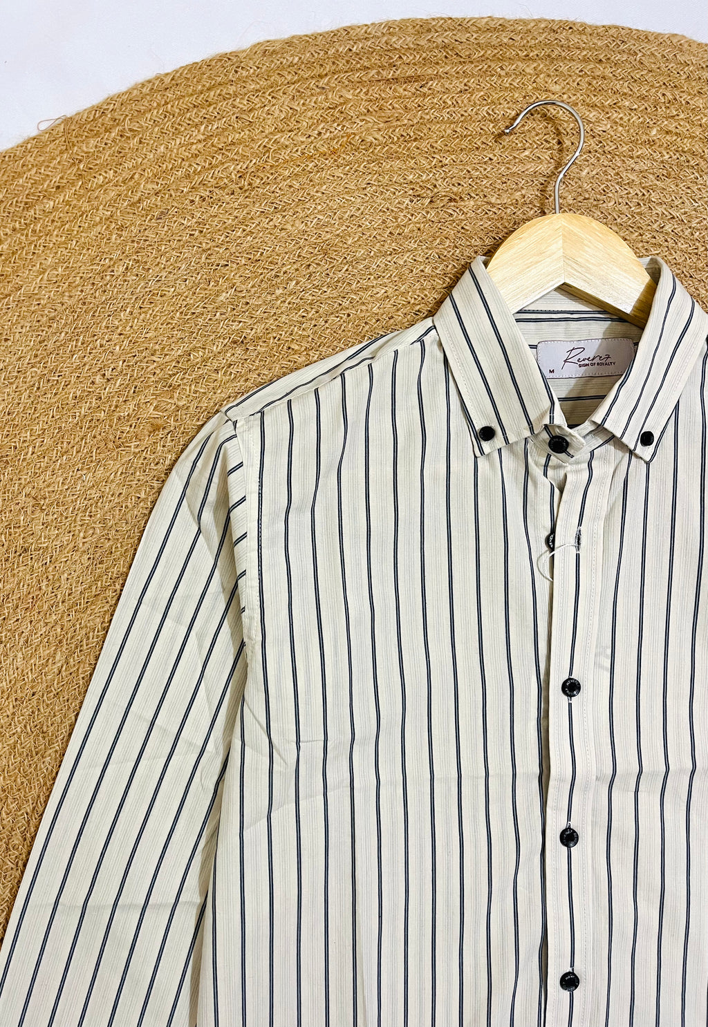 Uni Liur Classic Ivory Mist Stripe Button Down Shirt
