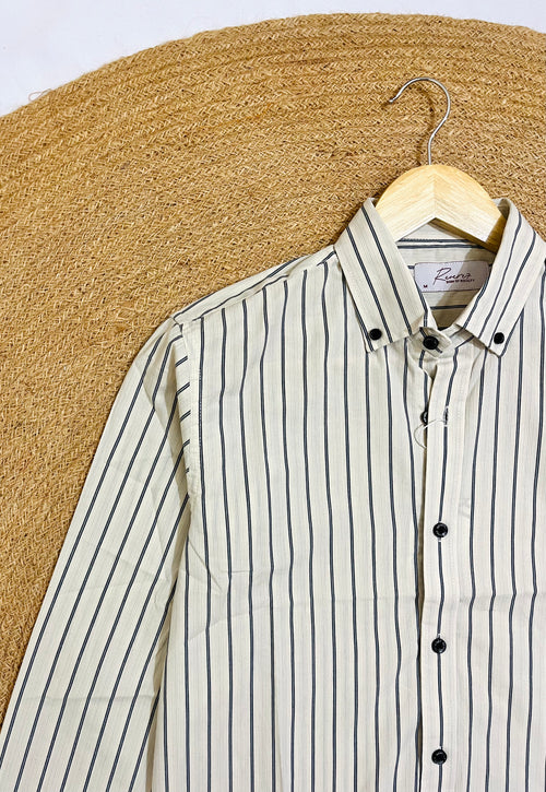 Uni Liur Classic Ivory Mist Stripe Button Down Shirt