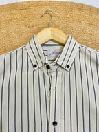 Uni Liur Classic Ivory Mist Stripe Button Down Shirt