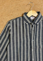 Uni Liur Charcoal & Cream Stripe Button Down Shirt
