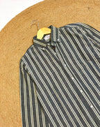 Uni Liur Charcoal & Cream Stripe Button Down Shirt